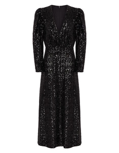 Bernadette Sequin Midi Dress - Black