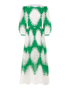 Constance Broderie Anglaise Midi Dress - Green