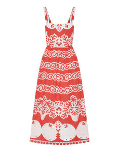 Ninet Lace Midi Dress - Red