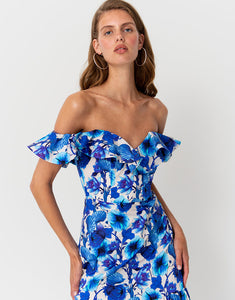 Jazella Cotton Maxi Dress - Venus Shell Blue