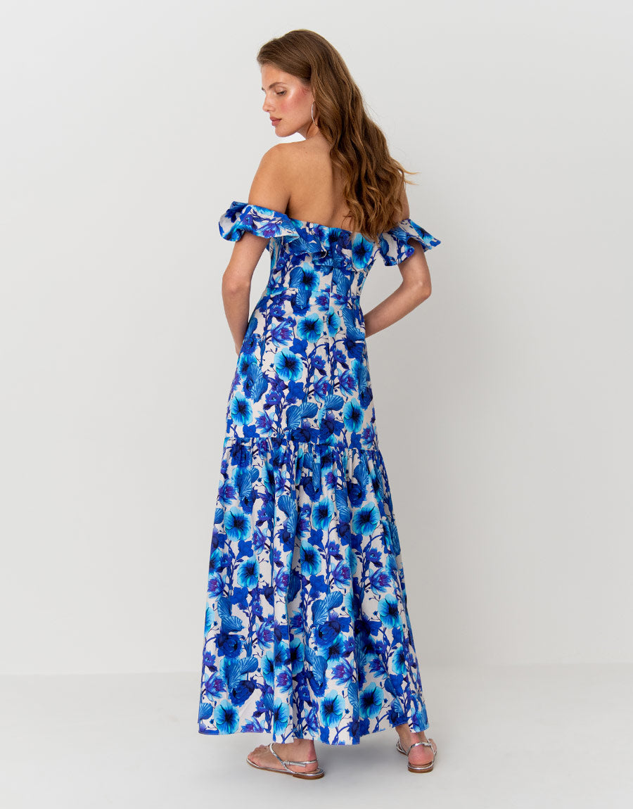 Jazella Cotton Maxi Dress Venus Shell Blue – Borgo de Nor