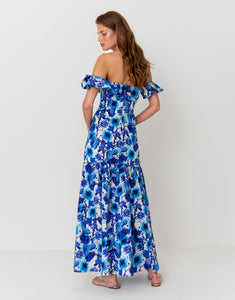 Jazella Cotton Maxi Dress - Venus Shell Blue