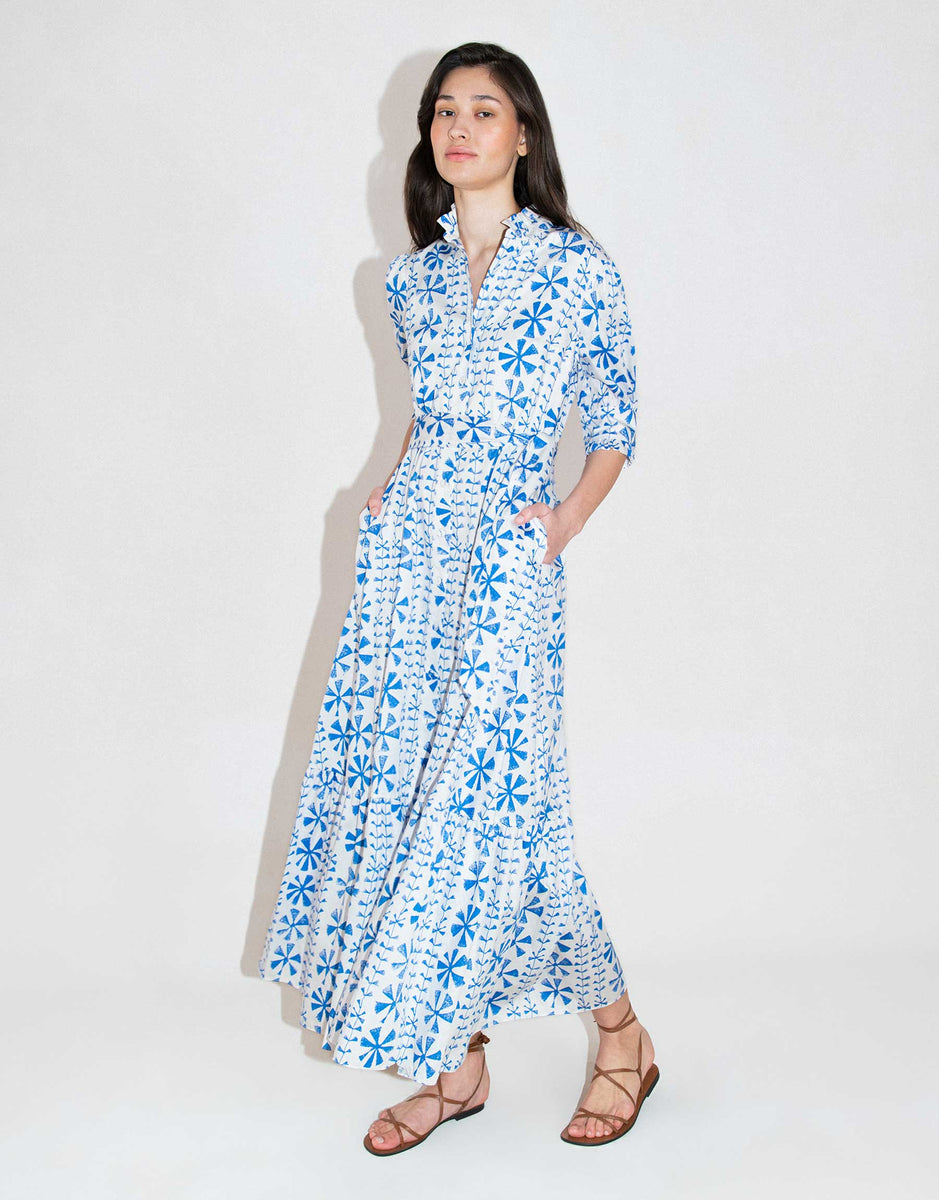 Marni Cotton Midi Dress - Floral Vine Blue - SALE – Borgo de Nor