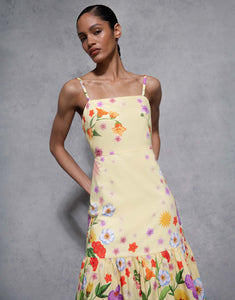 Cordiela Cotton Maxi Dress - Terrazo Flower Yellow