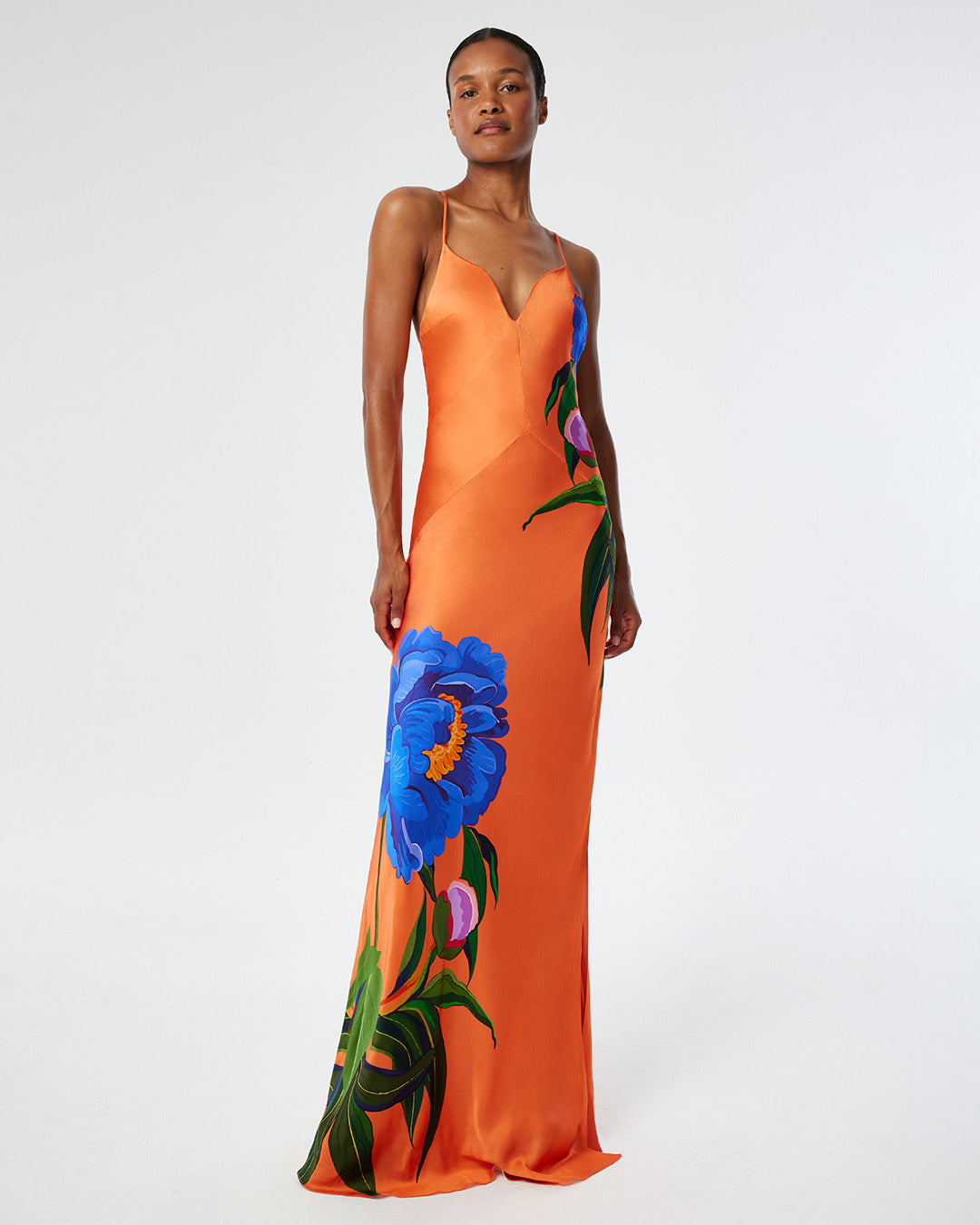 Olive Satin Maxi Dress