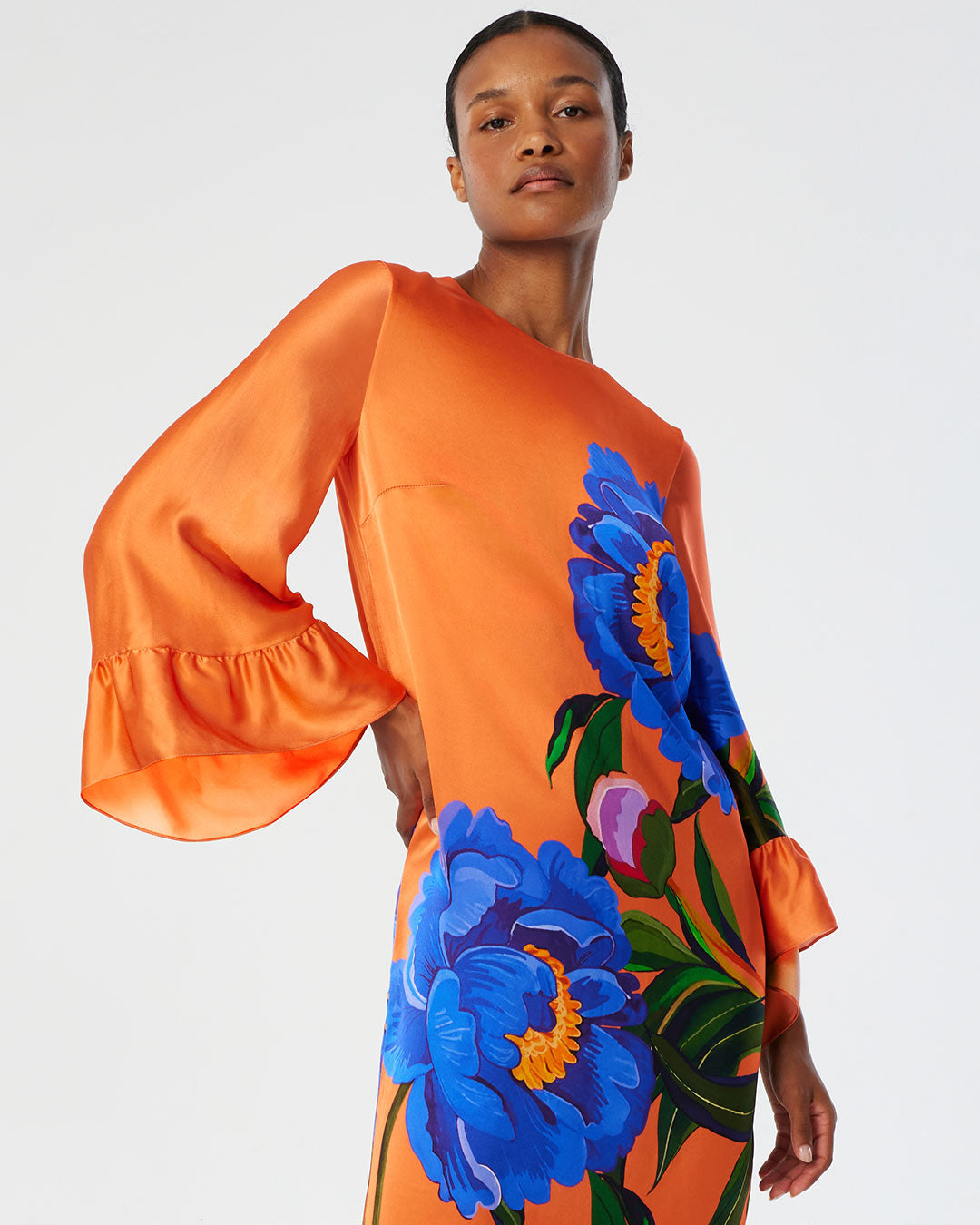 Celeste Satin Midi Dress - Floral