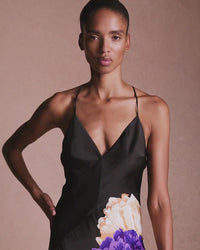 Olive Crepe Satin Dress - Majestic Black media 4