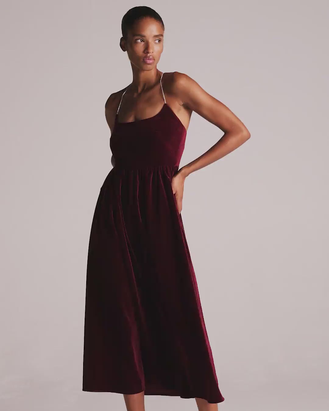 Arden Velvet Dress - Wine media 8