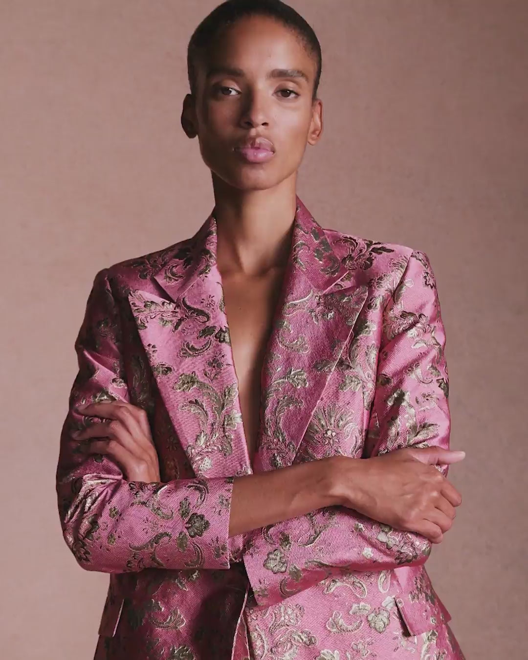 Quinn Jacquard Jacket - Pink & Gold media 6