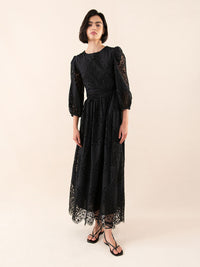 Constance Broderie Anglaise Midi Dress - Black media 2