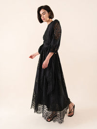 Constance Broderie Anglaise Midi Dress - Black media 3