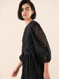 Constance Broderie Anglaise Midi Dress - Black media 1