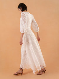 Constance Broderie Anglaise Midi Dress - White media 4