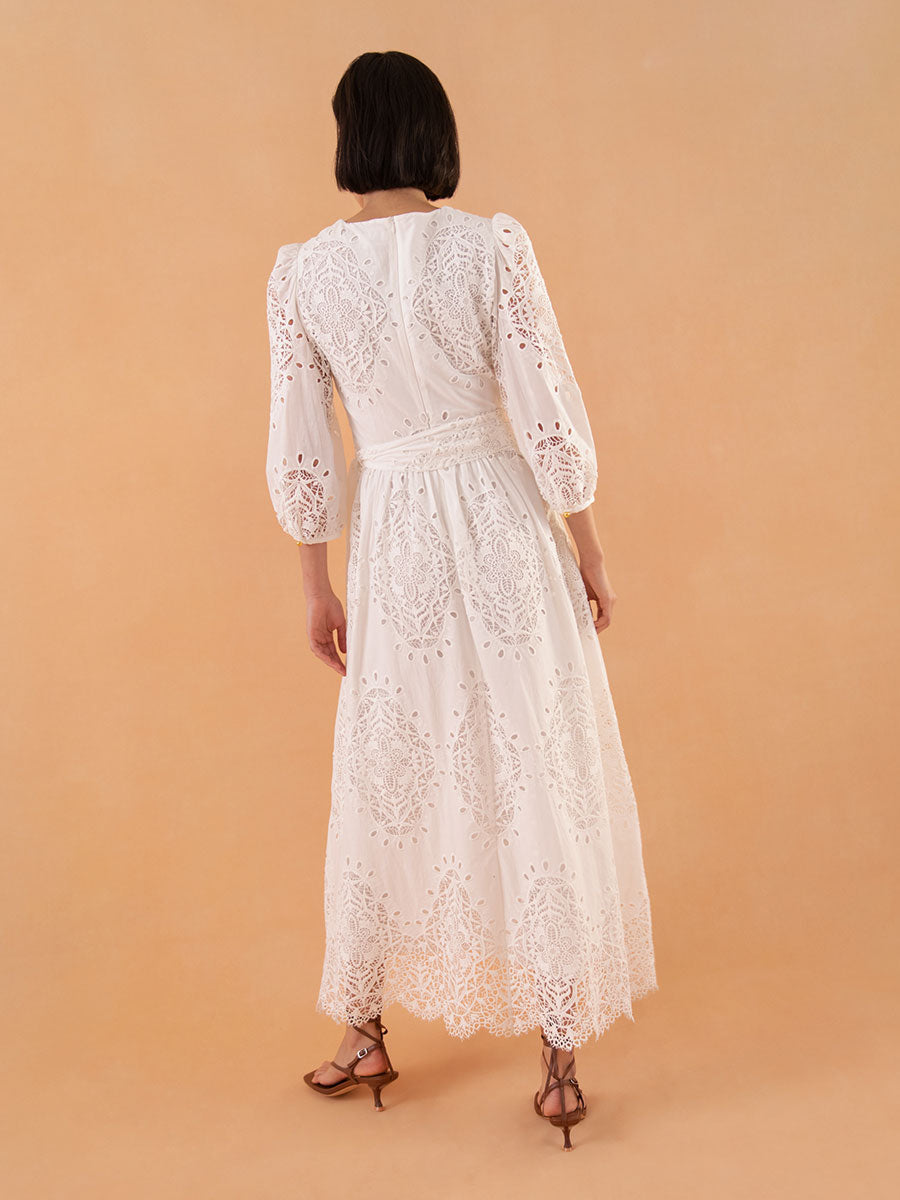 Constance Broderie Anglaise Midi Dress - White media 5