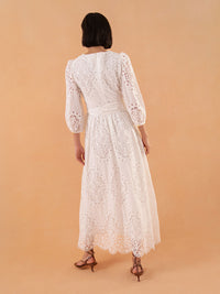Constance Broderie Anglaise Midi Dress - White media 5