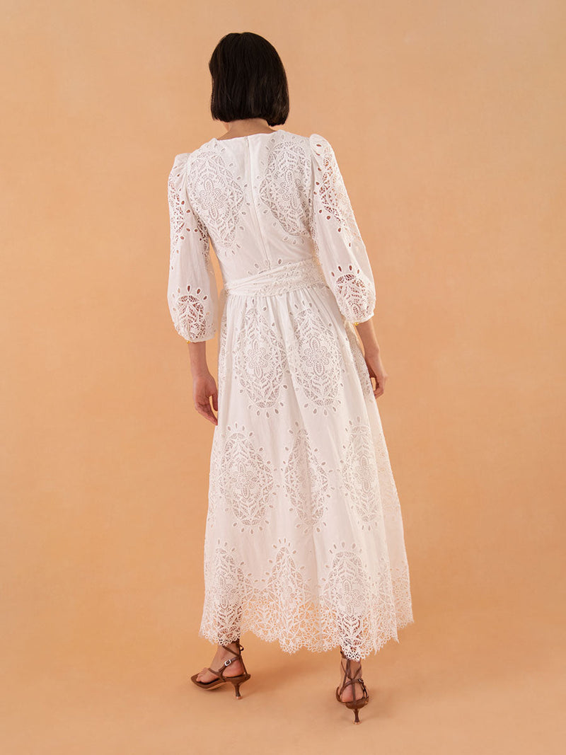 Constance Broderie Anglaise Midi Dress - White media 5