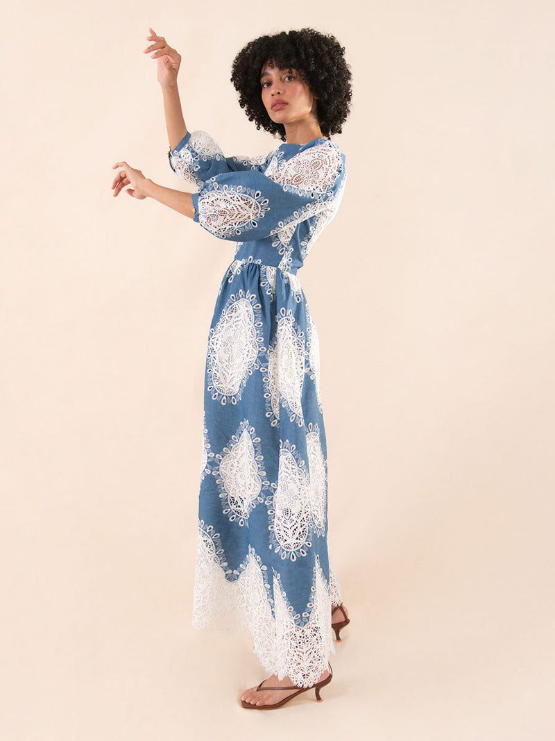 Constance Broderie Anglaise Midi Dress - Lace/denim media 3