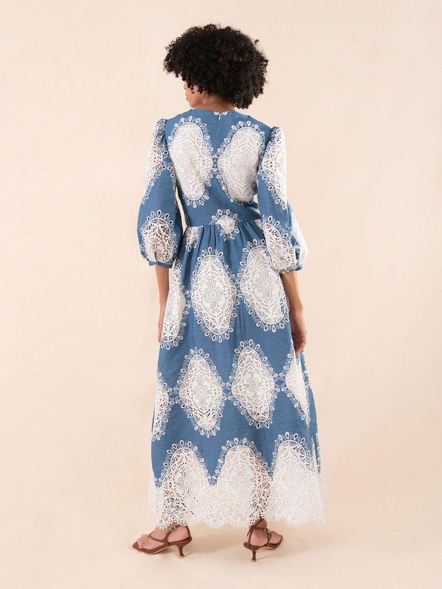 Constance Broderie Anglaise Midi Dress - Lace/denim media 4
