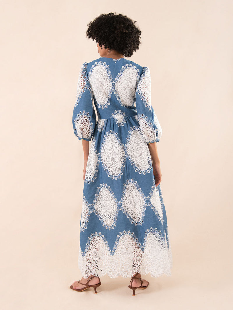 Constance Broderie Anglaise Midi Dress - Lace/denim media 4