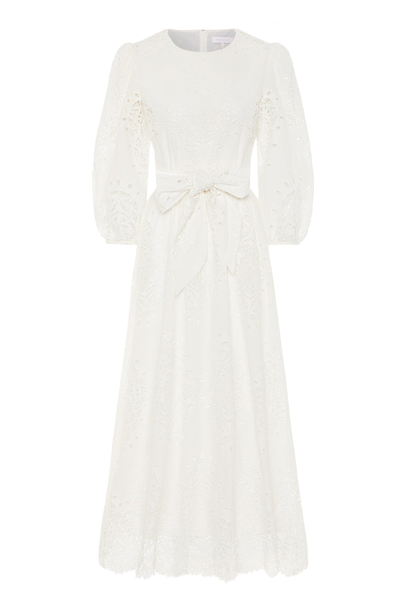 Constance Broderie Anglaise Midi Dress - White media 6