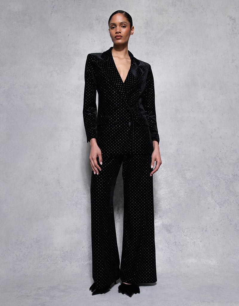 Henley Velvet Trouser - Crystal Black - Sale media 1