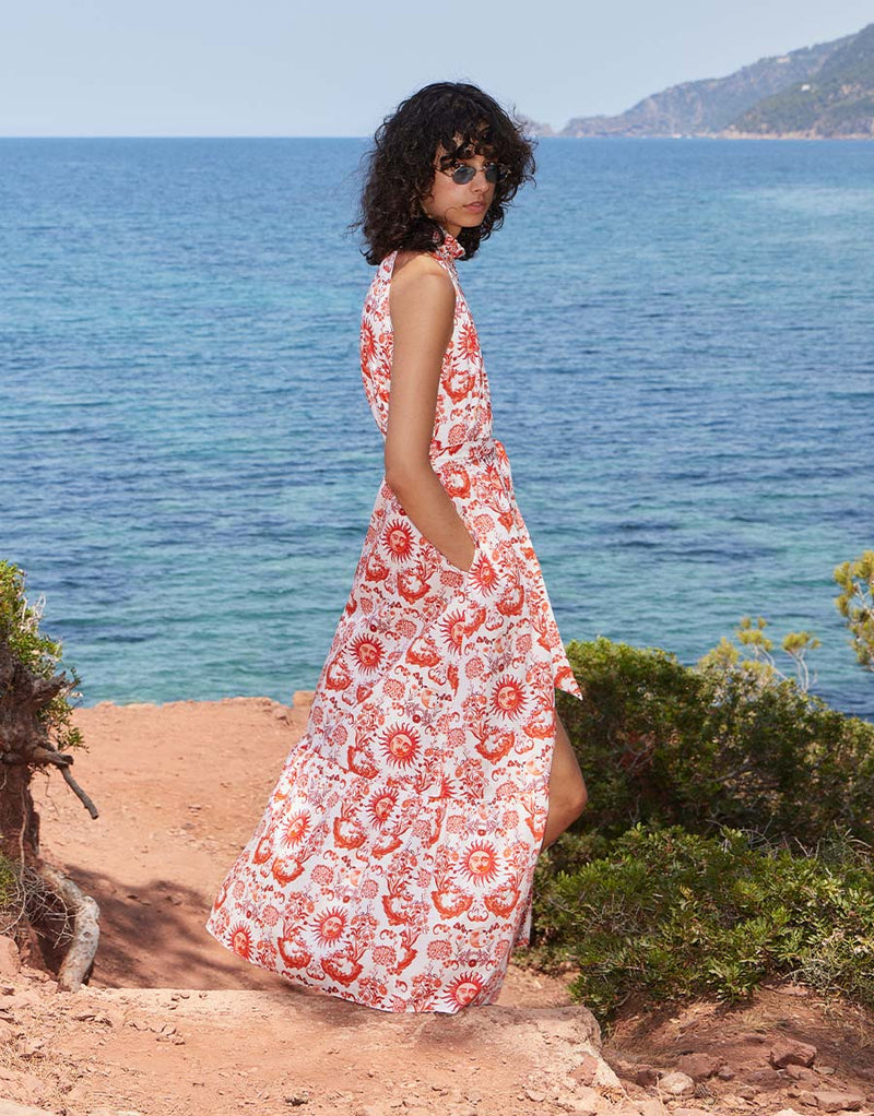 Biba Cotton Maxi Dress - Summer Sun Red media 2