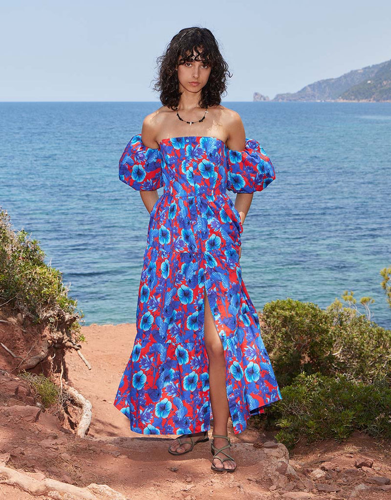 Julia Cotton Maxi Dress - Venus Shell Blue media 1