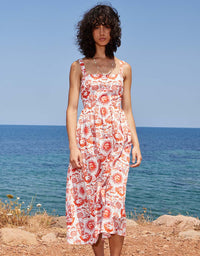 Ninet Cotton Midi Dress - Summer Sun Red media 1