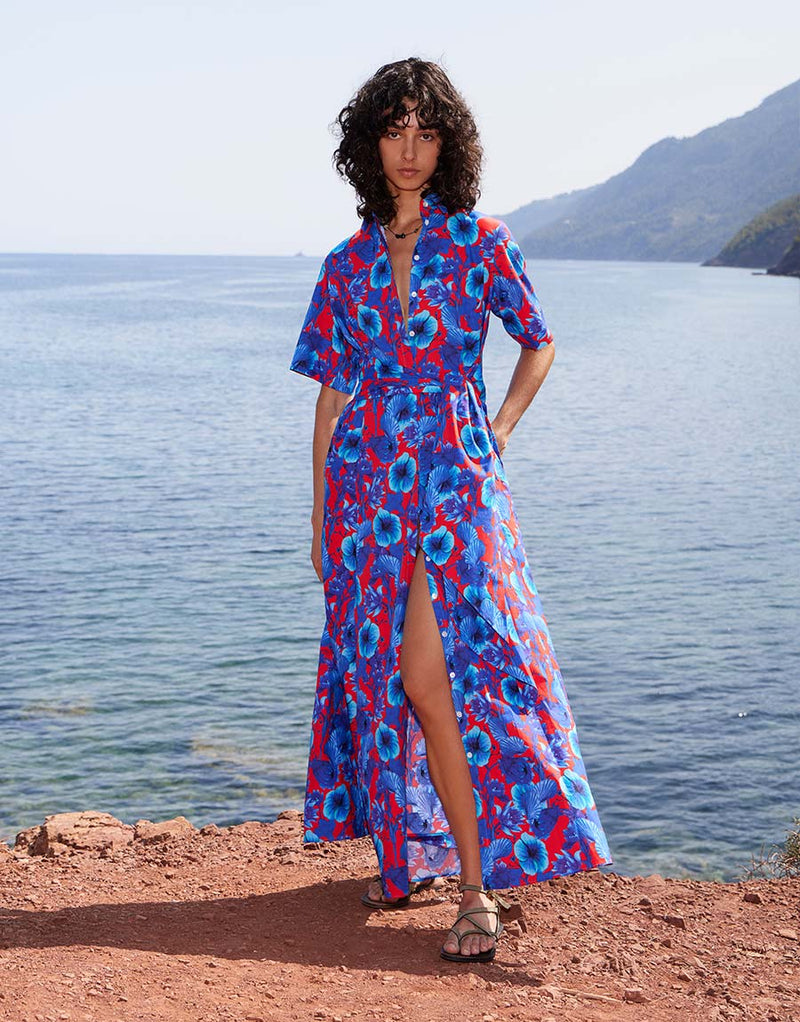 Posie Cotton Maxi Dress - Venus Shell Blue media 1
