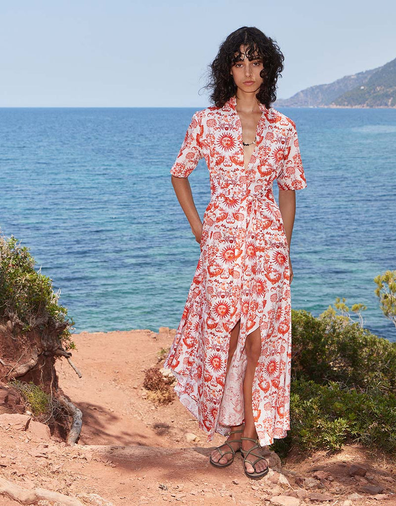 Posie Cotton Maxi Dress - Summer Sun Red media 1