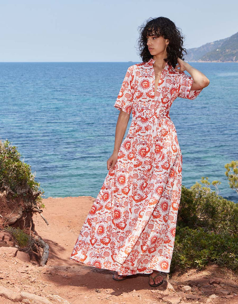 Posie Cotton Maxi Dress - Summer Sun Red media 2