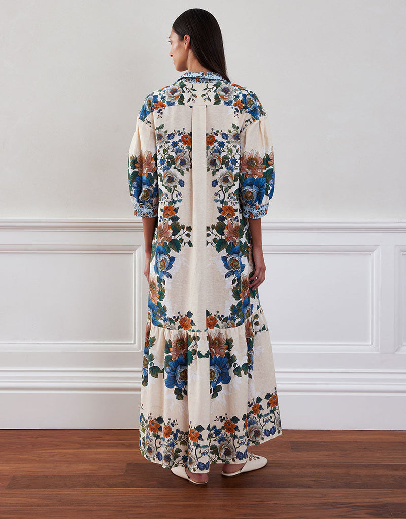 Bianca Linen Maxi Dress - Magical Blossom Cream media 2