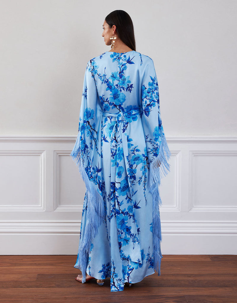 Esmeralda Crepe Maxi Dress - Cherry Blossom Blue media 3