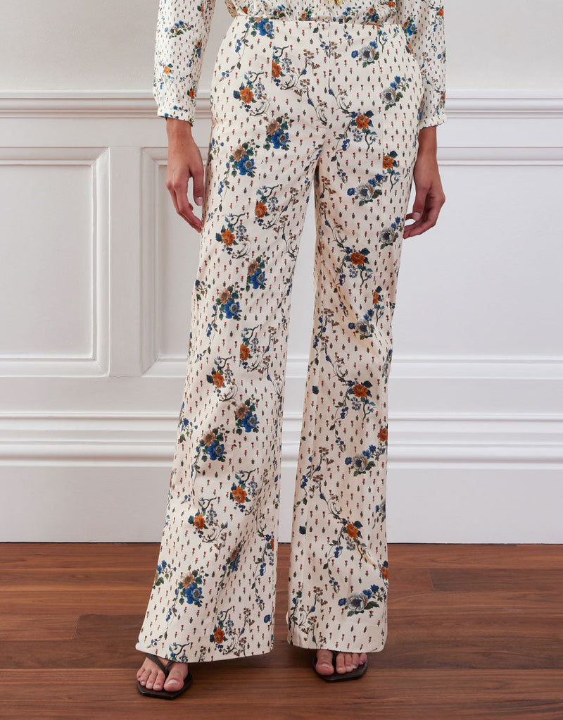 Morgan Twill Trouser - Floral Cream media 2