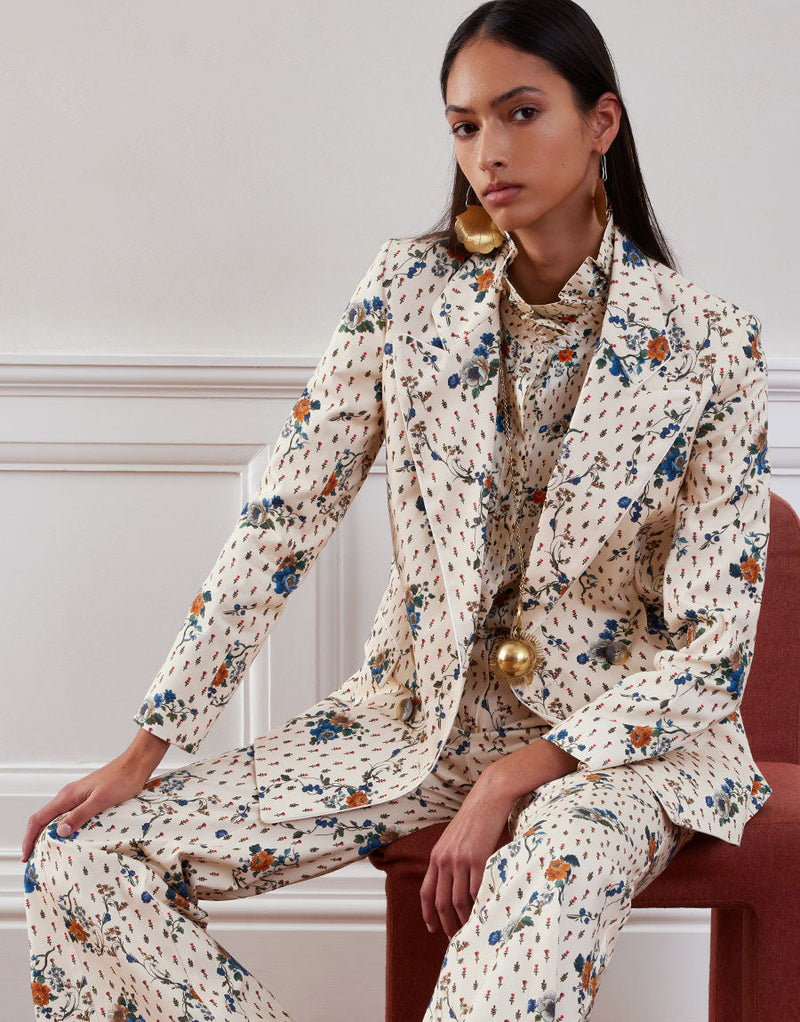 Quinn Twill Jacket - Floral Cream media 1