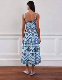 Ninet Cotton Midi Dress - Magical Blossom Blue media 2