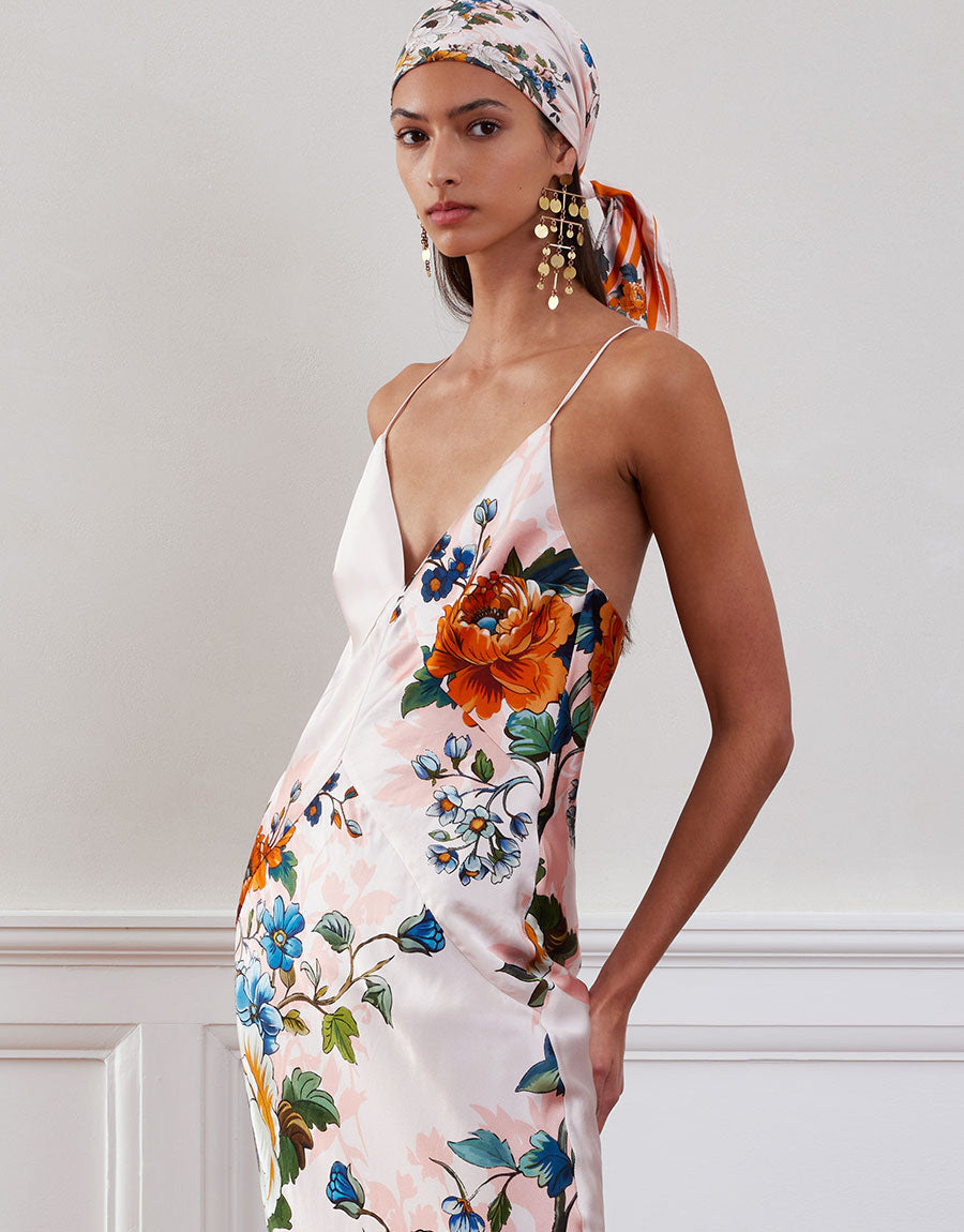 Olive Crepe Maxi Dress - Magical Blossom Pink media 1
