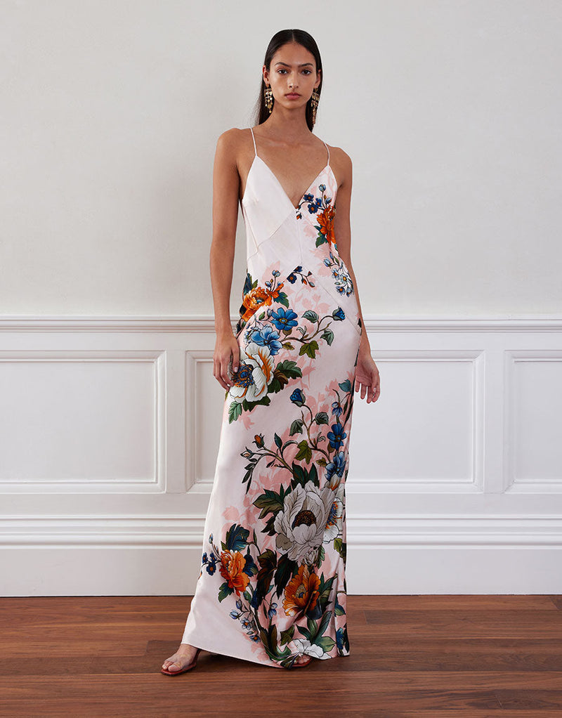 Olive Crepe Maxi Dress - Magical Blossom Pink media 2