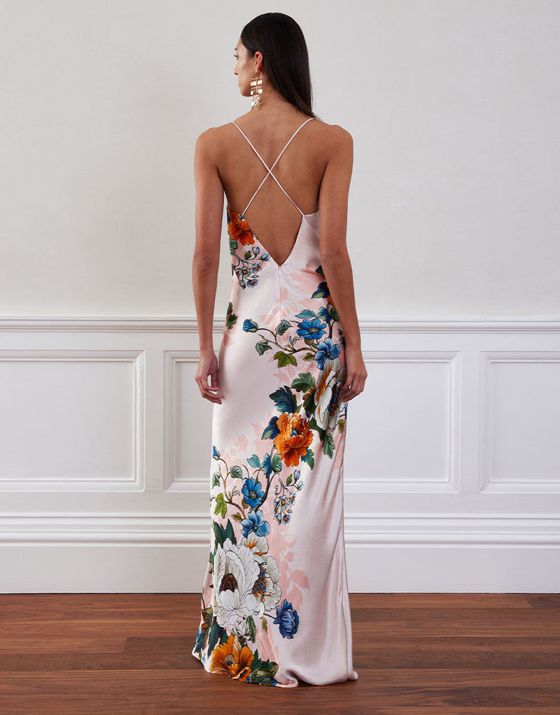 Olive Crepe Maxi Dress - Magical Blossom Pink media 3