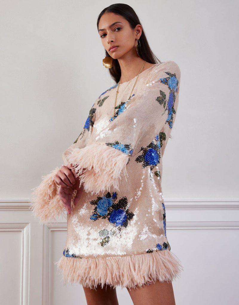 Stevie Sequin Mini Dress - Rose Blue media 1