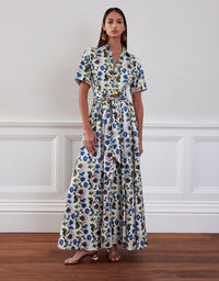 Posie Cotton Maxi Dress - Off White Vine Flower media 1
