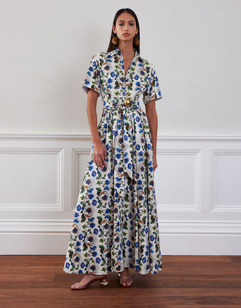 Posie Cotton Maxi Dress - Off White Vine Flower media 1