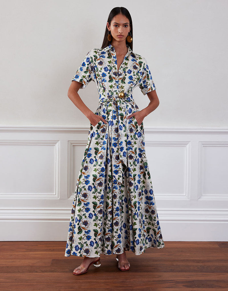 Posie Cotton Maxi Dress - Off White Vine Flower media 2