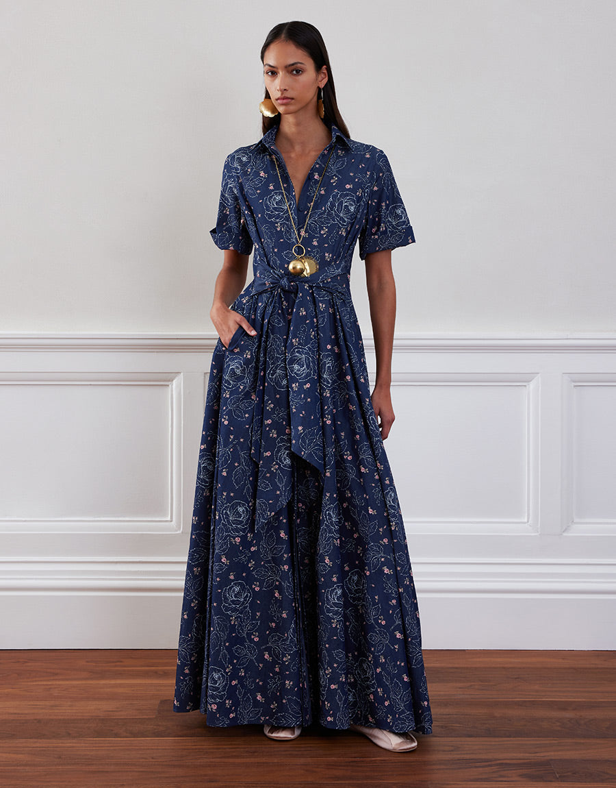 Posie Denim Maxi Dress - Floral media 2