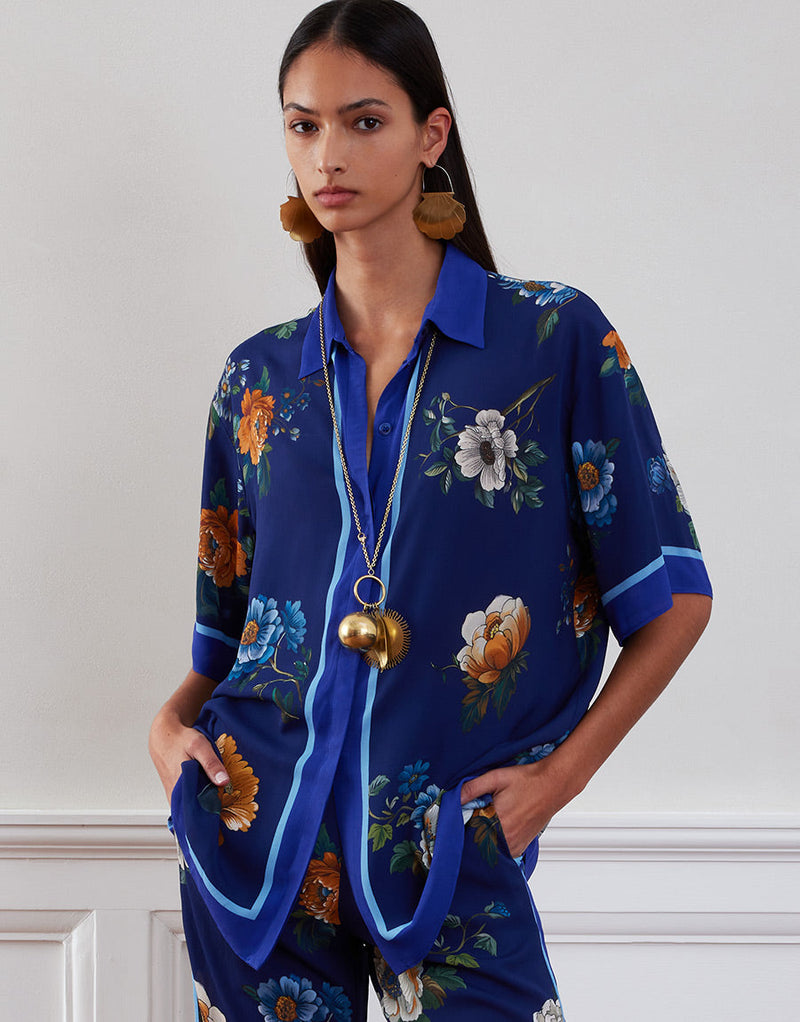 Akari Crepe Top - Magical Blossom Navy media 1