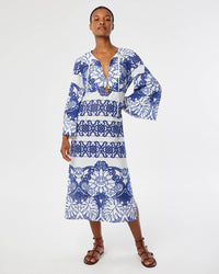 Clea Lace Midi Dress - White media 1