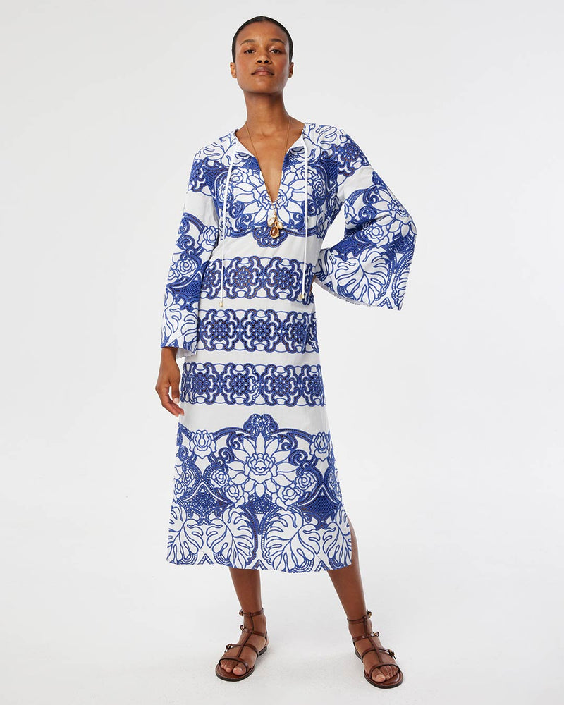 Clea Lace Midi Dress - White media 1