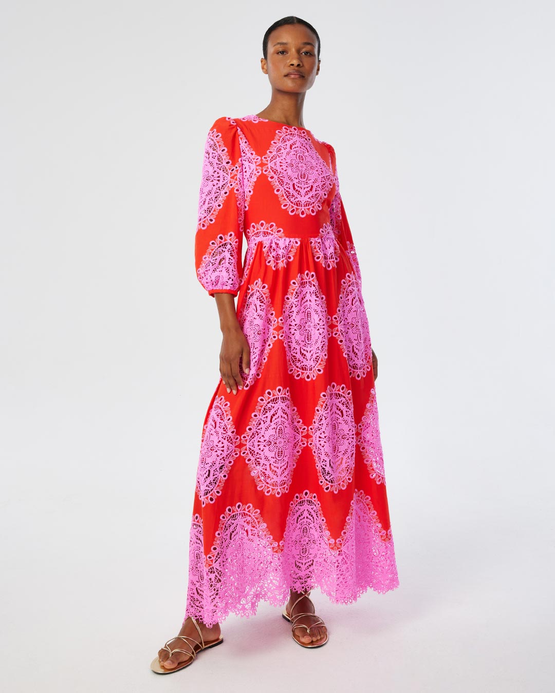 Constance Lace Midi Dress - Red media 3