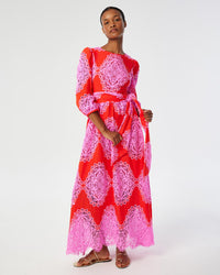 Constance Lace Midi Dress - Red media 2