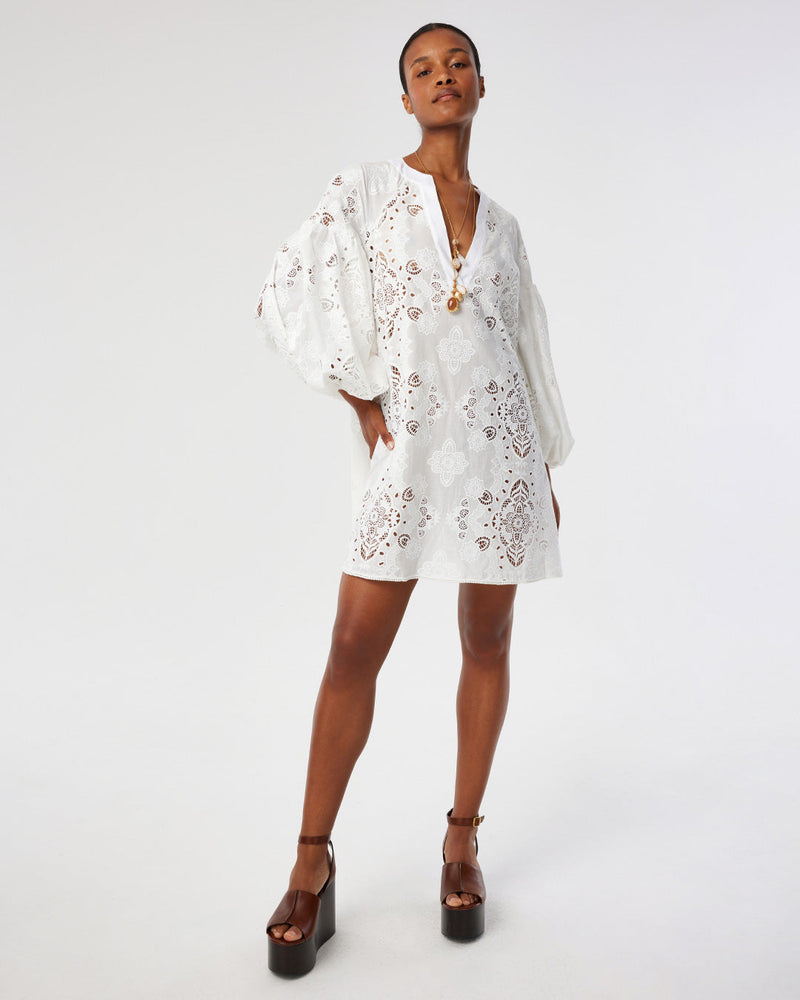 Harlow Lace Mini Dress - White media 2